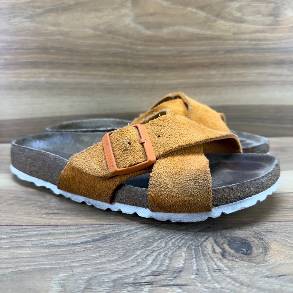Birkenstock Siena Sandals Womens 6 N EU 37 Soft Footbed Orange Suede Slides